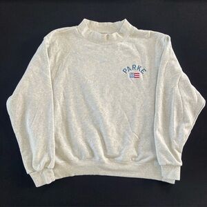 Parka Flag Mockneck Sweatshirt Women’s L/XL Gray USA Flag Hearts 4th Of July
